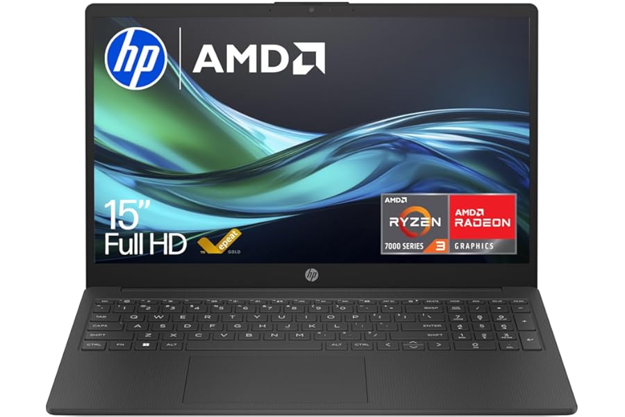 HP 15.6" Laptop | AMD Ryzen 3 7320U Processor | 8 GB RAM | 256 GB SSD | AMD Radeon Graphics | FHD Display | Up to 11hrs 15 mins battery | Windows 11 | Dual Speakers | Jet Black | 15-fc0045sa
