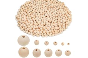 Febsow Natur Holzkugeln zum Auffädeln 500 Stück, 8mm Holzperlen Natur für Makramee, Holzkugeln mit Loch, Holzperlen Rund für DIY Bastelarbeiten Dekorationen, Schmuck Armband Halskette, Glückswürmchen