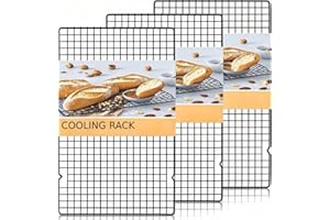 CANCYCC Lot de 3 grilles de refroidissement rectangulaires - En acier inoxydable - 40,5 cm x 25,5 cm - Noires - Robuste - Pour pâtisserie, barbecue, saine et robuste - Inoxydable - Passe au
