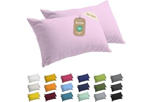 ‎LAVEA Lavea® 2er Set Kopfkissenbezüge 40x80 cm Rosa - 100% Baumwolle Jersey - OekoTex Zertifiziert - Sicherer Reißverschluss - Sparpack