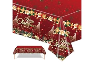 POPOYU Tovaglia Natalizia, Rettangolare Tovaglia di Natale,Albero di Natale Pulibile Antimacchia Impermeabile Tovaglia per Decorazioni Natalizie