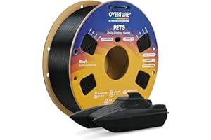 OVERTURE PETG 3D Printer Filament 1.75mm, Neatly Wound Durable PETG, 1kg Spool (2.2 lbs), Strong Toughness Filament, Accuracy +/- 0.02mm, Fit Most FDM Printers (Black)
