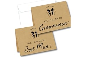 LADY&HOME LADY & HOME - Tarjetas de propuesta de padrino 6 piezas Will You Be My Groomsman y 2 tarjetas Will You Be My Best Man con 8 sobres blancos (marrón)