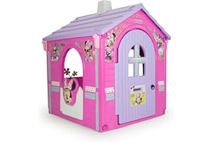 INJUSA - Casa Giocattolo Minnie, Casseta per Bambini dai 3 ai 6 Anni, Licenza Ufficiale, con 3 Porte d'Ingresso, Chiavistello e Cassetta Della Posta, 1 Finestre e Bancone Esterno, Colore Rosa