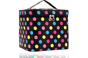 YUKNEES Large Cosmetic Bag, Makeup Bag with Brush Holder, Multifunctional Bag with Handle, Makeup Cosmetic Organiser for Women and Girls, black