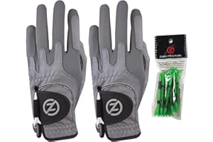 Zero Friction Men's Cabretta Elite Golf Glove 2 Pack, Includes Free Tee Pack, Universal-Fit