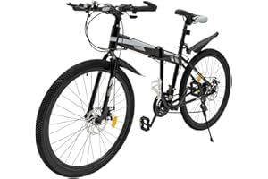 HONGKKON 26 Inch Mountain Bike,Mountain Bike for Youth Adult,21-Speed High-Carbon Steel Disc Brake Bicycle,With Cup Holder and Mudguards,Bicycle can be used for Mountain, Highway, Rural