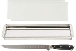 SHOP-EZY Beef Jerky Meat Slicer Kit- 100% Precision Uniform Slices Guaranteed - Adjustable Thickness Dishwasher Safe Jerky Cutting Board 10" Meat Slicing Knife Jerky Maker and Meat Curing How to Book