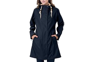 EnduaReve Raincoat Women's Transition Jacket PU Waterproof Women Rain Jacket Long Parka Rain Parka with Hood Outdoor