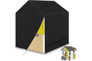 YBYHFAA Spielhaus-Abdeckung, Kinderspielhaus-Abdeckungen，Abdeckhaube für Kinder Gartenhaus, 600D Oxford-Tuch Abdeckplane für Kinder Spielhaus,Wasserdicht,UV-Beständig，Schwarz (220x174x173cm)