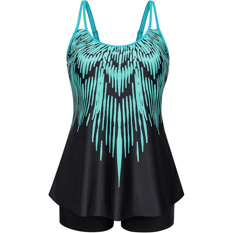 Hanna Nikole Tankini Grote Maten Dames | Tweedelige Vloeiende Tankini Met Hoge Taille | Buikbedekkend Zwempak