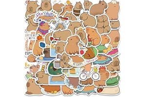 FOCRI 50 adesivi Capybara per bambini e adolescenti, divertenti adesivi per animali della Guinea, in vinile impermeabile, motivo: porcellini d'India