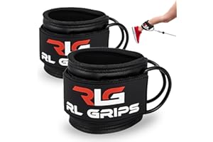 RLG RL GRIPS RL Grips - Tobilleras Poleas Gym - Pack 2 Ajustables y Acolchadas - Correas de Tobillo y Muñeca para Hombre y Mujer - Accesorios Fitness de Entrenamiento para Piernas, Glúteos y Torso