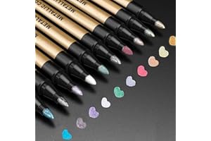 APOGO Metallic Marker Pens Metallic Pens, Arts and Crafts for Teenages, 10 Colours Glitter Pens for Black Paper, Scrapbook Accessories, Gift Card Making, Art Supplies for Teenage Girls