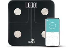 SENYA Pèse personne - Impédancemètre, Connectée Bluetooth, 13 Indices Corporels, Application FitDays couleur noir – Smart Body SYWB-S008B
