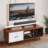 ABOUT SPACE TV Unit - Engineered Wood DIY TV Stand with Cable Hole Cabinet with Door, Adjustable Shelf, Open Display Shelves