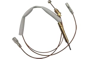 METER STAR Gas-Thermoelement für Außenheizung, 350 mm, Muttern für 8 mm Gasventil, zwei 4,8 mm breite flache quadratische Klemmen für Kippschalter