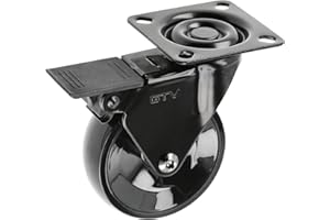 GTV - Kółka meblowe CalIBRO | kółka skrętne | kółka do mebli | z hamulcem | średnica 75 mm | z tworzywa sztucznego i stali | czarne
