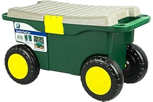 DENNY INTERNATIONAL DENNY Gardeners Wheeled Tool Cart and Seat - 55cm x 29.5cm x 26.5cm - Green