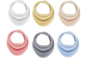 ANGNYA Baby Bandana Dribble Bibs, 6 Pack Super Soft and Absorbent Muslin Bibs with Adjustable Snap, Drooling Bibs for Unisex Newborns/Babies/Infants/Toddlers/Boys/Girls