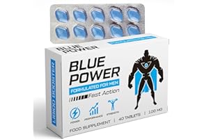 Blue Power 40 Pills 100mg - Stronger & Harder Enhanced Strength & Firmness for Men - Designed to Boost High Stamina, Performance & Prolonged Results - Natural Male Enhancing Food & Herbal Supplement
