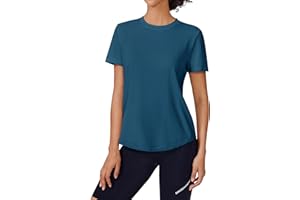 PINSPARK Sportshirt Damen Rundhals Sport Oberteil Yoga Funktionsshirt Atmungsaktiv Laufshirt Fitness Pilates Sportbekleidung