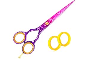 ACZET Professional Hairdressing Scissor Hair Cutter Scissor Hair Cutting Barber Scissors Sharp Razor Hairdresser Scissors Stainless Steel Shears for Salon Barbers, Men, Women, Ladies (Pink/Purple)