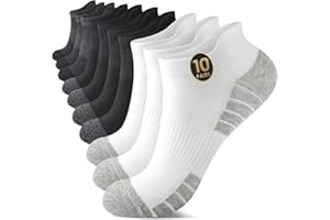 TUUHAW Trainer Socks 10 Pairs Cotton Ankle Socks Anti Blister Breathable for Running Sports for Men Women