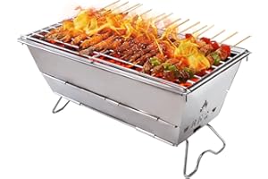 Lixiin Barbecue a carbonella da campeggio, a carbonella, pieghevole, 40 x 18,5 x 18 cm, per 2-4 persone, per campeggio, giardino, picnic, feste