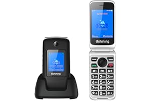 ukuu Flip Phone with Big Button, Unlocked Basic Mobile Phone for Elderly Easy to Use 3G Senior Mobile Phone 2.8" + 1.8” LCD Display | Charging Dock and Emergency Button (Black)