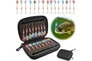 Dhqkqg Angelköder, Blinker/Spinner/Wobbler Set 16 Stück mit Handtasche, Lebensechte Pailletten Kunstköder für Forelle, Barsch, Lachs, Hecht, Walleye