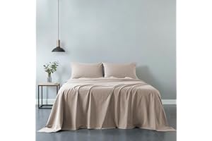 COTOPURO Lenzuola Matrimoniali Cotone - Completo Lenzuola 4 Pezzi in Premium Cotone 120GSM - Certificata OEKO-TEX® - Lenzuola Matrimoniali (per Materasso 160/180cm) Lussuoso Comodo - Beige
