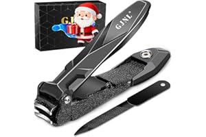 GJNL Nail Clippers for Men with Catcher - Gifts for Men Dad Christmas Stocking Fillers, Ultra Sharp Fingernail and Toe Nail Clippers with Nail File