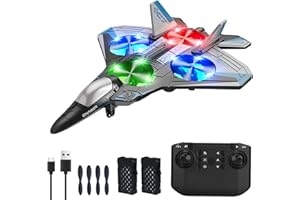 Helmsyde Samolot 2,4 GHz RC dla dzieci i dorosłych, 4 silniki, łatwy do latania, zdalnie sterowany z pianki, obrotowy dron z fajnym światłem, 2 baterie