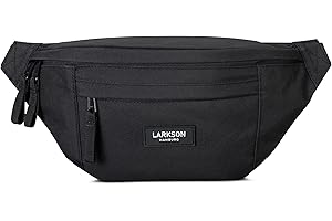 Larkson Riñonera Mujer y Hombre Negro - Ole - Bolsa en Bandolera para Festivales, Viajes y Deportes - Pequeña Bolsa de Cintura - Repelente al Agua