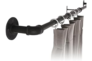 PAMO Gardinenstange 118-218 cm - PAUL - Aus Wasserrohren mit Halterungen, Matt Pulverbeschichtet, 26 mm Durchmesser Gardinenstange Verstellbar