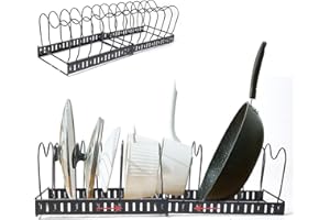 SCLLNDA Porta Coperchi Pentole Porta Padelle Porta Padelle Salvaspazio,Porta Pentole Allungabile con 13 Scomparti Regolabili Porta Padelle Salvaspazio da Cassettone per Padelle, Coperchi e Piatti