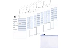 LARALILY 10 Stück Ölwechselzettel(Weiß) und Eine A6 Dokumententasche, Ölwechselzettel mit Drahtseil Ölwechselzettel für Die Autowartung Etikett für Den Ölwechselzettel Größe 10 cm x 6 cm Auto Öl Ölzettel