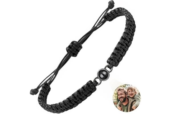 Easycosy Regalos Hombre Navidad Personalizado Pulsera con Foto Dentro, Pulsera con foto Personalizada, Pulseras Personalizadas con Proyección de Imagen Regalo Detalles para padre, Pareja, Amigo, Novio