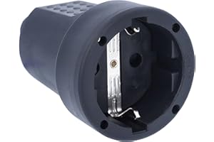 as - Schwabe PVC Kupplung - Schutzkontaktkupplung mit doppeltem Schutzkontakt - Anschluss Leitungen bis max. 1,5mm² - 230V - 16A - IP20 - Schwarz, 62225