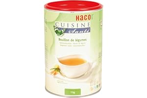 HACO – Cuisine Santé Bouillon de légumes – boîte de 1 kg - 13,5L de bouillon - goût intense de légumes - couleur dorée - pour assaisonner les légumes et les accompagnements - sans conservateur
