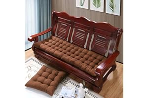 GGOTY 8cm Thick Bench Cushion 2 3 Seater,Cotton Garden Bench Cushions Pad 80/100cm,Rectangle Bench Cushion Pad for Chaise Swing Sofa (140x50cm,Brown)