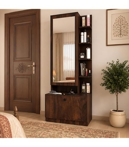 Grand Furnish Engineering Wood Dressing Table with Drawers and Mirror Modern Design, with Classic Look, Brown Home & Kitchen