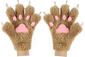 hbbhml Guantes de pata de oso de gato, lindo zorro, lobo, garra de felpa, manopla esponjosa, para Halloween, Navidad, cosplay, disfraz para hombres y mujeres