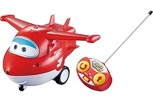 Super Wings YW710710 zdalny odrzutowiec RC samolot policyjny zabawki prezent dla chłopców i dziewcząt w wieku 3, 4, 5, 6, 7 lat, łatwy do sterowania pojazdem, czerwony