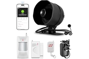 TOWODE WIFI Alarm Home Security System,Wireless Burglar Alarm System with Loud 120dB Motion Sensor Siren,Window Door Alarms Door Sensor Remote Control for Shed Motorhome Garage