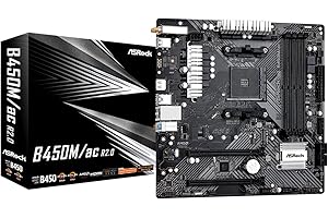 Asrock B450M/AC R2.0 Amd B450 Am4 Micro Atx 4 Ddr4 Hdmi Gb Lan Ac Wi-Fi 1X M.2