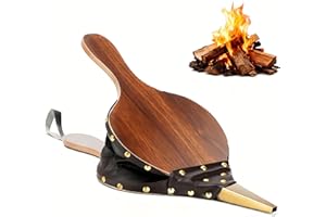AMAGABELI GARDEN & HOME Amagabeli Mantice per Camino 42cm Grande Soffietto in Legno Soffietto per Camini e Grill Soffiatore ad Aria Manuale Wooden Fire soffietto in Legno Naturale per Camino Campeggio Barbecue con Cinturino