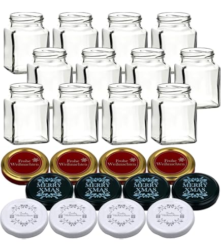 Darware Einmachgläser Set – 3 Stück, Rot & Weiß, 1 Quart (946 Ml) – Perfekt Für Weihnachts-Deko, Basteln & Aufbewahrung