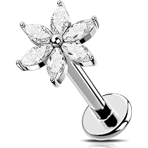 JeryWe 9 PCS 16G orecchino di cartilagine per le donne Helix Piercing Gioielli Tragus Conch Piercing Gioielli CZ Orecchini di cartilagine Orecchini a perno Fiore Cuore Foglia Malocchio